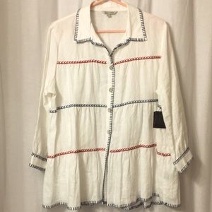 John Mark babydoll linen lagenlook cottage top L R1